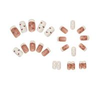24Pcs uñas press on cortas almendra francesa press on nails Gelatina 3D Lentejuelas de amor manicura semipermanente Mujer Arte Uñas DIY