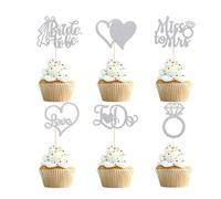 24piezas de decoración para magdalenas Mr & Mrs Love Mr Mrs Cupcake Picks Gold Glitter Wedding Cucpake Toppers para decoración de tartas de despedida de soltera