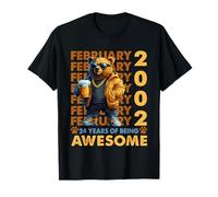 24th Birthday Cool Bear February 2002 Vintage 24 Years Old Camiseta