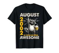 24th Birthday Raccoon Beer August 2002 Vintage 24 Years Old Camiseta