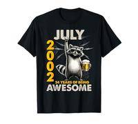24th Birthday Raccoon Beer July 2002 Vintage 24 Years Old Camiseta