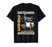 24th Birthday Raccoon September 2002 Vintage 24 Years Old Camiseta