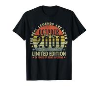 24th Birthday The Real Legends October 2001 24 Years Old Men Camiseta