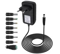 24V 1A Power Supply, Adapter Charger 5.5 x 2.1 mm with 8 DC Sockets 1.5m | Universal Transformer AC 100-240V 50/60Hz for LED Strips, CCTV Cameras, Routers, TV Box