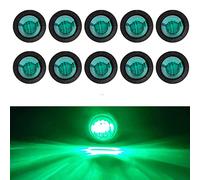 24V 3/4 "Redondo Liquidación LED Delantero Trasero Indicador Lateral Bala Marcador Luz para Camión RV Coche Autobús Remolque Van Caravana Barco Impermeable Verde Paquete de 10 Piezas