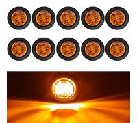 24V 3/4 "Redondo Liquidación LED Delantero Trasero Indicador Lateral Bala Marcador Luz para Camión RV Coche Autobús Remolque Van Caravana Barco Impermeable Amarillo Paquete de 10 Piezas