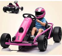 24v Coche Eléctrico para Niños Tipo Kart De Deriva, 150 w x 2, 6-18 Km/h, Coche Eléctrico Infantil con Embrague y Modo Drift, Arranque Suave, Música MP3, para Niños De 6 a 12 Años