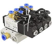 24V DC 12V 4 válvula solenoide neumática 4V110-06 silenciador 4mm 6mm 8mm 10mm 12mm juego de Base montaje rápido AC110v 220v útil(10mm Fittings,AC110V)