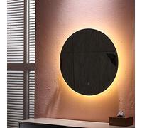 24W, Espejo baño, Espejo baño con luz, Blanco cálido + Interruptor táctil + función antivaho, ⌀80cm