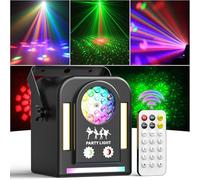 24W Luz de Fiesta Disco, 4 en 1 Luz de Escenario LED RGB + COB DJ con Control Remoto, 8 Modos Autopropulsados Mini Foco de Efecto, Adecuado Familiares Fiesta de Cumpleaños Escenarios Festivale Regalo