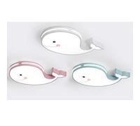 24W Plafones LED techo de cuarto de niños, habitación de bebé, diseño creativo de ballena, lámpara de techo Dormitorio niño niña, regulable con control remoto, 50x30cm, moderna lámpara de araña blanco