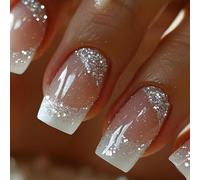 24x/Caja Cubiertas Completas Brillantes Para Pegar En Uñas Con Encaje Francés Falsos Medios Cuadrado Para Imprimir En Uñas Artificiales