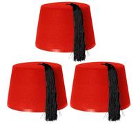 24X KUKI FEZ SOMBRERO ROJO ACCESORIO DE DISFRACES CON BORLA NEGRA - SOMBRERO DE FIELTRO PARA HOMBRES Y MUJERES - IDEAL FOR COLD WAR RUSSIAN, TURKISH, ARABIAN, TIME TRAVELLING DOCTOR