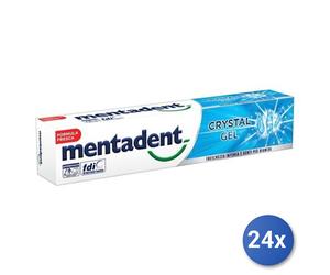 24x Paquete Mentadent Pasta De Dientes 75 Ml. Sistema Blanco Gel Cristal