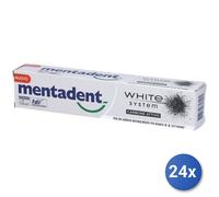 24x Paquete Mentadent Pasta De Dientes White System 75 Carbón