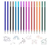 24x Recambios Boligrafos Borrables,Compatibles con Legami, Punta de 0,7mm,Altura 13cm,Bolígrafo roller borrable,Tinta termosensible,Recambio reemplazable (Multicolor-16)