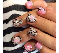24x Valentines Day Stick En Las Uñas Leopardos Heart Covers Flour False Thinestons Press On Manicures Supplies