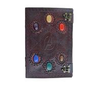 25.4 cm Avengers Infinity War Revista recargable de cuero hecho a mano vintage/Viajes/Escritura/Diario/Cuaderno con piedra semipreciosa natural y hebilla/cerradura/pestillo