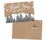 25 4 x 6 de búhos de Navidad Vacaciones gracias postales Bulk, en blanco diseño moderno papel Kraft invierno tarjeta de nota papelería para boda, novia, novia o bebé ducha, profesores, religiosa,