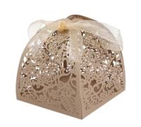 25/50/100 cajas de dulces de boda ahuecadas con láser, caja de dulces de chocolate rosa rosa, caja de compromiso, aniversarios decorativos (caqui, 25 piezas)