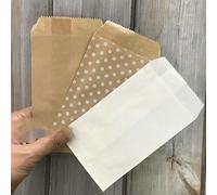 25/50/100pc bolsa de dulces Party Favor bolsas de papel Chevron Polka Dot Stripe Print Paper craft Bakery Bag-only brown 8x15cm-100pcs-as pic