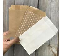 25/50/100pc bolsa de dulces Party Favor Bolsas de papel Chevron Polka Dot Stripe Print Paper craft Bakery Bag-only white dot 8x15-100pcs-as pic