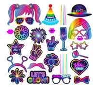 25 Accesorios Para Fotos, 10 Barras Luminosas, Accesorios De Decoración Para Fiestas De Neón, Accesorios Para Fotomatón, Suministros Para Fiestas