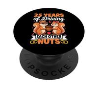 25 años conduciendo el uno al Otro nueces 25a Boda de Plata PopSockets PopGrip Adhesivo
