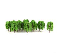 25 árboles modelo 3D de 5,5 cm, diseño de sauce verde para tren, ferrocarril, mesa de arena, diorama, accesorios de construcción, hechos a mano, resina de plástico, decoración de jardín