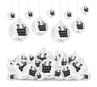 25 bolas de espejo de discoteca, 4 tamaños, 3 cm, 4 cm, 5 cm, 6 cm, bola de discoteca plateada para colgar, bola colgante de plata para decoración festiva