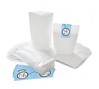 25 bolsas blancas de papel para regalo + 25 pegatinas con texto en alemán "Schön dass du da bist" en ancla azul, 14 x 22 x 5,6 cm, color azul marino para regalo de comunión, bautizo o cumpleaños