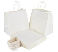25 bolsas de papel blancas neutras, 100 g/m², 26 + 17 cm, altura 27 cm, bolsas con asa para paquetes de regalo, para tiendas de ropa para productos de diversos géneros