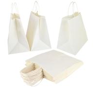 25 bolsas de papel blancas neutras, 100 g/m², 32 + 20 cm, altura 31 cm, bolsas con asa para paquetes de regalo, para tiendas de ropa para productos de diversos géneros