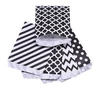 25 bolsas de papel kraft multicolor con diseño de lunares y chevron for galletas, recuerdos de fiesta(Mix Black)