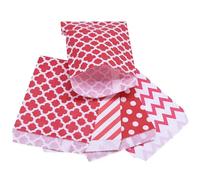 25 bolsas de papel kraft multicolor con diseño de lunares y chevron for galletas, recuerdos de fiesta(Mix Red)