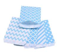 25 bolsas de papel kraft multicolor con diseño de lunares y chevron for galletas, recuerdos de fiesta(Mix Light blue)