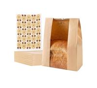 25 bolsas de papel para panadería de papel grandes con ventana, bolsas de pan caseras para pan de masa madre para almacenamiento de alimentos horneados