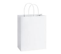 25 bolsas de regalo de papel kraft con asas, bolsas de papel for regalo, bolsas de compras for regalos de fiesta, negocios, grandes, medianas y pequeñas para Cumpleaños Dulces de boda(White-M)