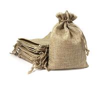 25 Bolsitas de Lino, Saquitos para Regalos de Comunión, Bautizo, Recuerdos, Detalles, Obsequios, Artesanía, DIY, Arroz, Joyas, Navidad, Bolsitas de Tela de Saco, Arpilleria con Cordón 9,5x13,5 CM