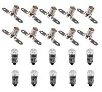 25 bombillas E10 de 3,8 V 0,3 A y 25 soportes para bombillas E10, kit eléctrico para manualidades y escuelas para experimentos de circuitos eléctricos. Kit de construcción eléctrica (25)