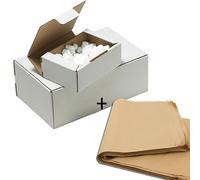 25 Cajas Automontables Blancas 25x20x10cm (Interiores) + 25/30 Hojas de Papel Manila (60x43cm), Cajas Postales de Cartón Ideal para E-Commerce y Envío Seguro (25x20x10cm - 25 Blancas +25/30 Papel)