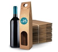 25 Cajas de Cartón para 1 Botella de Vino 8,5x8,5x39 cm - Estuches de Regalo para Vino, Cava y Licores | Navidad y Bodas | Espirito Rebelde