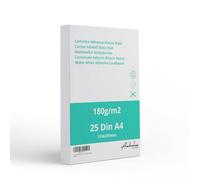 25 Cartulinas Adhesivas Blanco Mate - Tamaño Din A4 (21x29,7cm) - Paquete de 25 hojas - Cartulina de 180gr adhesivada - Ideal por su facilidad para adhesivar sobre soporte rígido