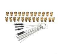 25 chorros principales de carburador M5 con 10 pines de limpieza y 5 cepillos para reparación y ajuste de carburador Dellorto55115