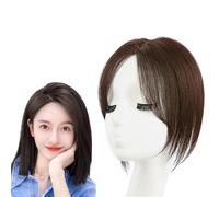 25 Cm Adornos for El Cabello Con Flequillo Francés Pedazo De Cabello Humano for Mujeres 7 X 10 Cm Base De Encaje Peluquín Extensiones De Cabello Con Cobertura De 360°(Brown)