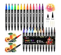 25 Colores Rotuladores lettering, ZSCM Rotuladores Doble Punta Fina, Fineliner Plumas para Adultos libros de colorear, Bullet Journal, Caligrafía y Dibujos, ilustraciones, bocetos