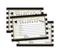 25 Consejos de graduación tarjetas de palabras de sabiduría para la graduación clase de 2018 College, alta escuela, universidad Grad, Funny suministros negro y dorado partido juegos presenta actividades recuerdos para 4 x 6 álbum de fotos