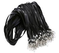 25 cordones negros para cuello, correa de nailon para el cuello, para llaves, tarjetas de identificación, etiquetas de nombre, soportes para insignias con gancho giratorio, ideal para personal,
