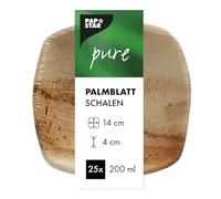 25 cuencos de hoja de palma pura 200 ml 4 cm x 14 cm x 14 cm cuadrado natural