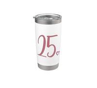 25 cumpleaños, para mujeres, veinticinco número 25 años Vaso térmico de acero inoxidable de doble pared